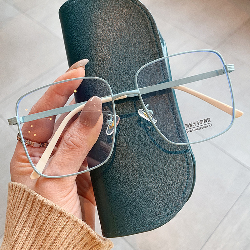 2022-es új divat rózsa arany négyzet antikék világos szemüvegkeret női vintage ötvözet túlméretezett számítógépes szemüveg fekete kék