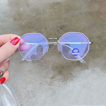 Модерни корейски студентски осмоъгълни очила с кръгла рамка Винтидж прозрачно плоско огледало Литературна рамка за очила Късогледство Очила