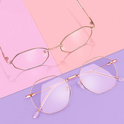 Trendy Korean Student Octagonal Glasses Round Frame Vintage Transparent Flat Mirror Literary Glasses Frame Myopia Eyewear