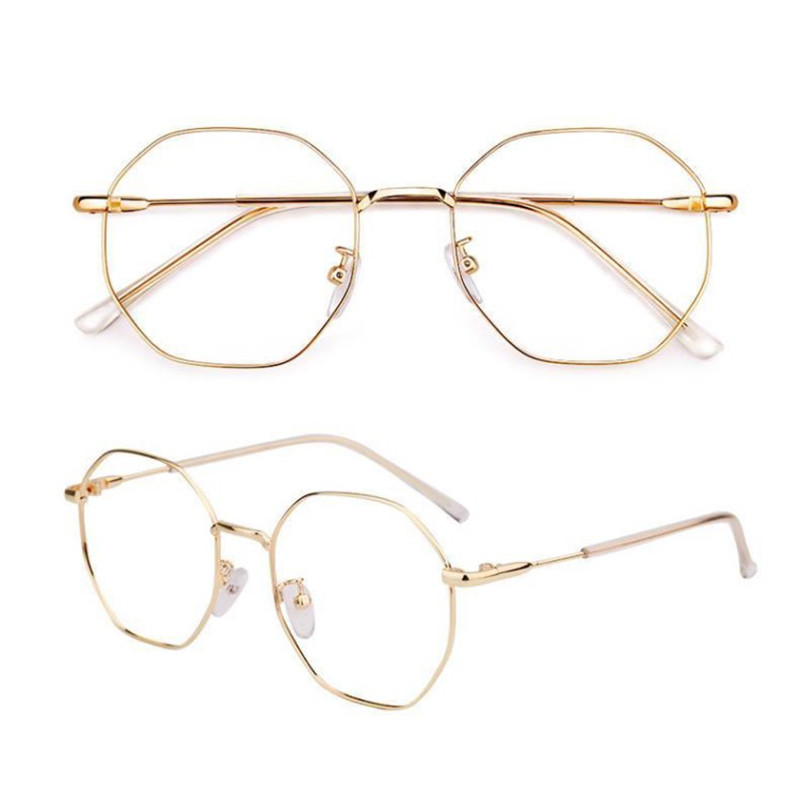 Trendikad Korea üliõpilaste kaheksanurksed prillid, ümmargune raam, vana läbipaistev lame peegel, kirjanduslik prillide raam, lühinägelikud prillid