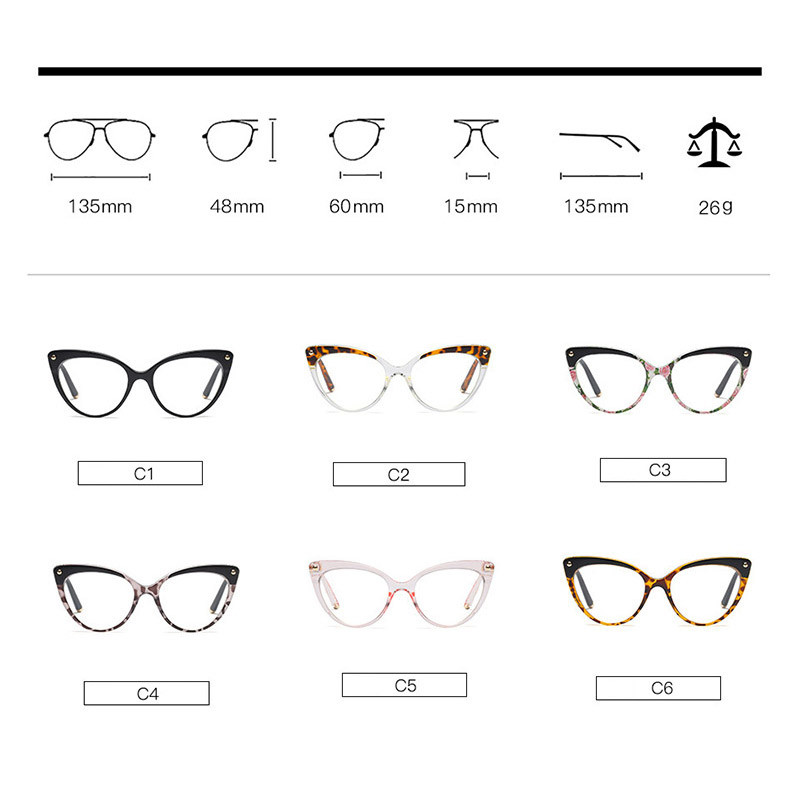 Naiste optilised prillid, metallist jalad ja atsetaadist äärisega prillid naistele prillid prillid, raam kassisilma stiilid