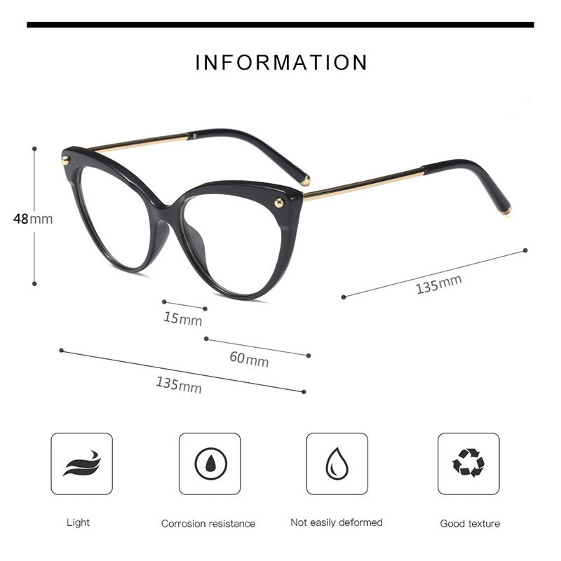 Naiste optilised prillid, metallist jalad ja atsetaadist äärisega prillid naistele prillid prillid, raam kassisilma stiilid