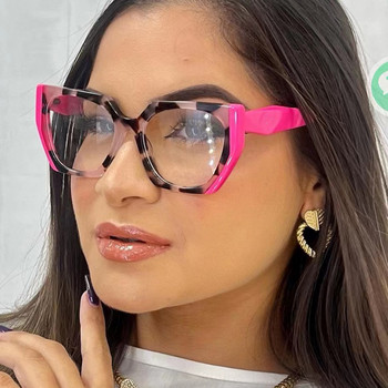 Прозрачни зелени рамки за очила с котешко око за жени Модни луксозни прозрачни очила против синя светлина Дамски оптични очила