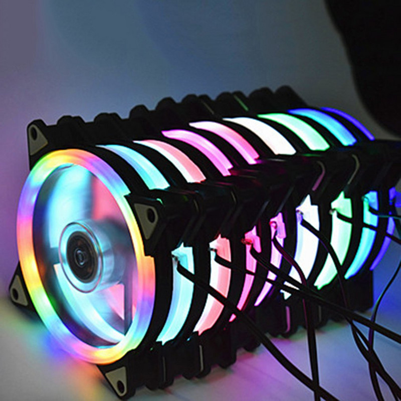 Uus 12 cm kahe Aurora kahe avaga ventilaator Rgb korpusega ventilaator arvuti korpusega ventilaator Glare jahutuskorpus Verstelbare arvuti koelventilaator