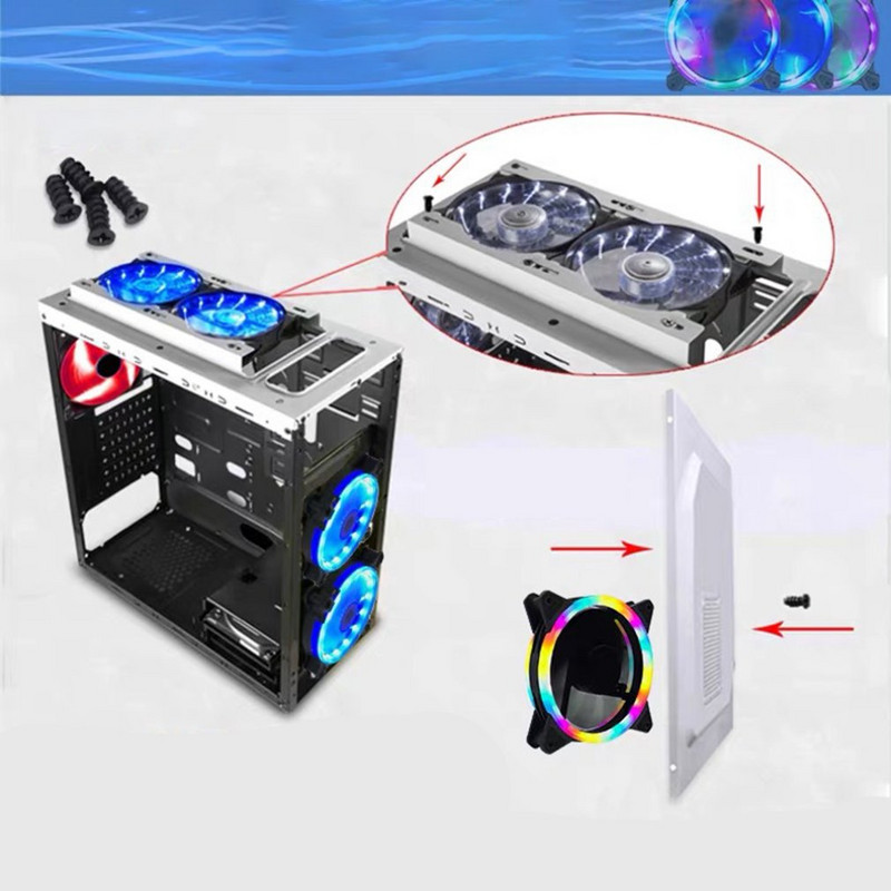 Uus 12 cm kahe Aurora kahe avaga ventilaator Rgb korpusega ventilaator arvuti korpusega ventilaator Glare jahutuskorpus Verstelbare arvuti koelventilaator