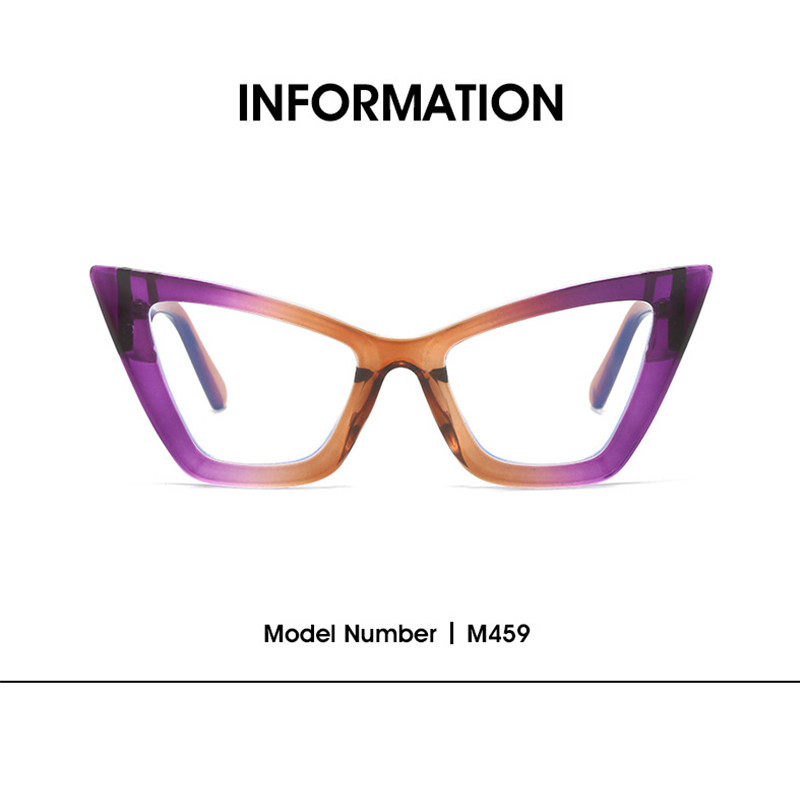 Modni obojeni mačkasti okvir za naočale za žene Nove prozirne optičke naočale protiv plave svjetlosti Ženske prevelike naočale TR90