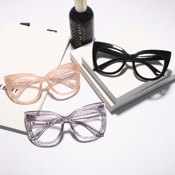 Котешко око Огромни рамки за очила Структура на нитове дамски рамки за очила Модни червени черни цветни маркови дизайнерски очила унисекс