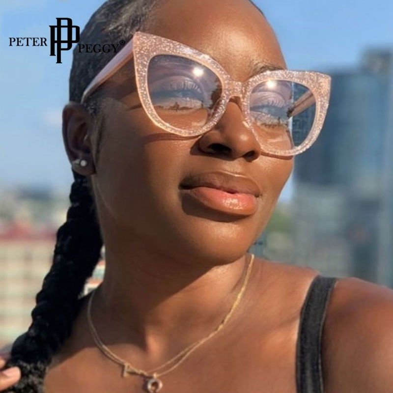 Macskaszem Túlméretezett Szemüvegek Keret Szegecs szerkezet női Szemüvegkeretek Divat Piros Fekete Szín Márka Tervező Szemüvegek Unisex