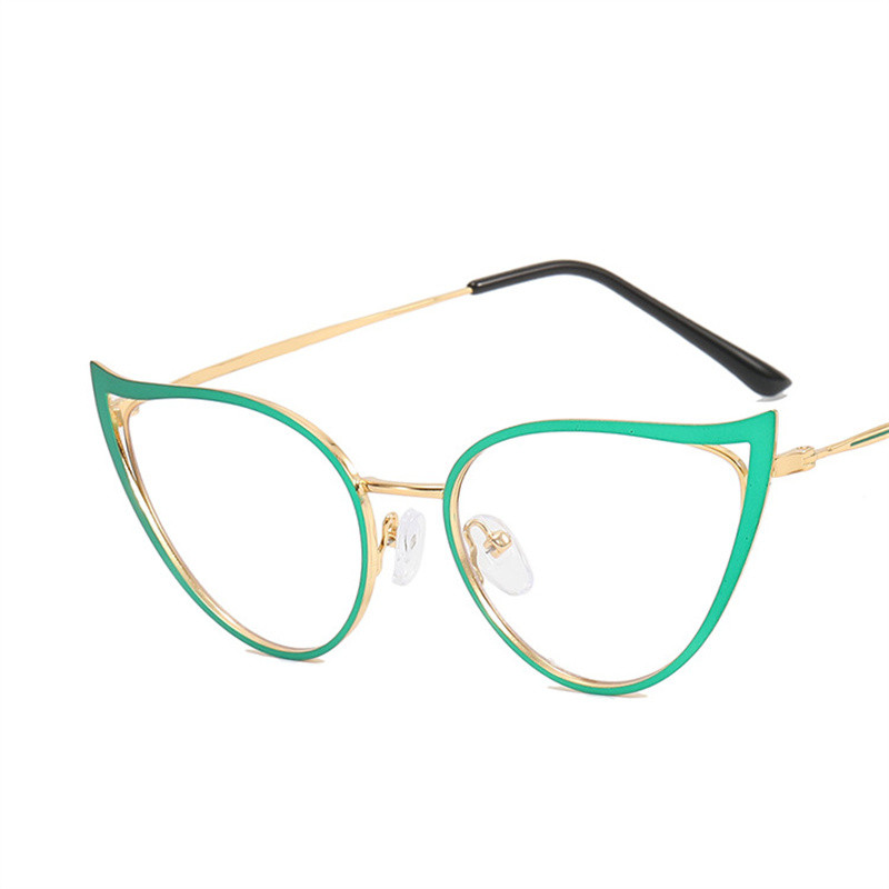 Fashion Lacquer Hollow Cat Eye Anti Blue Light Γυαλιά Γυναικεία γυαλιά Σκελετοί Νέα τάση Μεταλλικά Flat Light Γυαλιά καθρέφτη