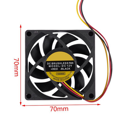 2tk 70X70mm 12V 3-kontaktiline arvutikorpus CPU DC harjadeta jahuti jahutusventilaator must