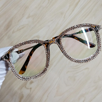 Нова мода Diamond Anti Blue Ray Дамски висококачествени кристали Рамка за очила Радиационна защита Декорация Очила