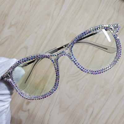 Uue moe teemant Anti Blue Ray naiste kvaliteetsed kivist kaunistusega prilliraamiga kiirguskaitsega kaunistusprillid