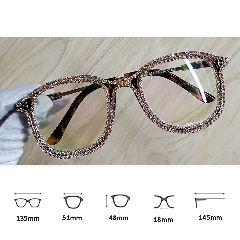 Uue moe teemant Anti Blue Ray naiste kvaliteetsed kivist kaunistusega prilliraamiga kiirguskaitsega kaunistusprillid