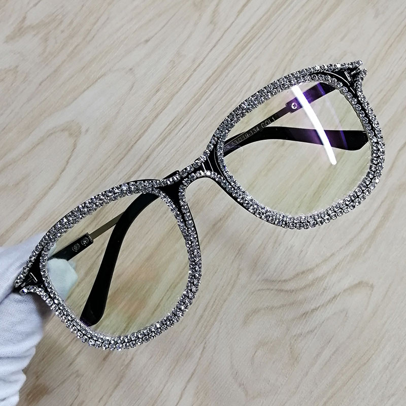 Uue moe teemant Anti Blue Ray naiste kvaliteetsed kivist kaunistusega prilliraamiga kiirguskaitsega kaunistusprillid