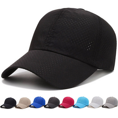 Търговия на едро за мъже, жени, лятна бейзболна шапка, бързосъхнещи шапки, унисекс, дишаща спортна чиста цветна шапка, мъжка шапка за голф, шофьор на камион