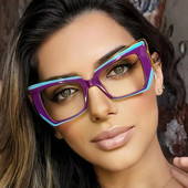 Populaarsed ebakorrapärased kassisilmade prillid, naiste luksuslikud disainerid, värvilised prillid, läbipaistvad anti-sinised heledad prillid, optilised naiste raam