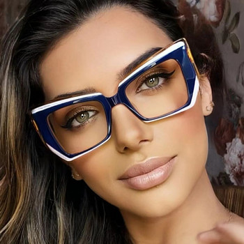 Популярна неправилна рамка за очила с котешко око Дамски луксозни дизайнерски цветни очила Прозрачни очила против синя светлина Оптична дамска рамка