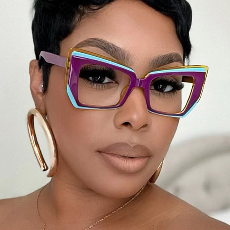 Populaarsed ebakorrapärased kassisilmade prillid, naiste luksuslikud disainerid, värvilised prillid, läbipaistvad anti-sinised heledad prillid, optilised naiste raam