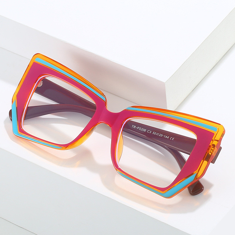 Populaarsed ebakorrapärased kassisilmade prillid, naiste luksuslikud disainerid, värvilised prillid, läbipaistvad anti-sinised heledad prillid, optilised naiste raam