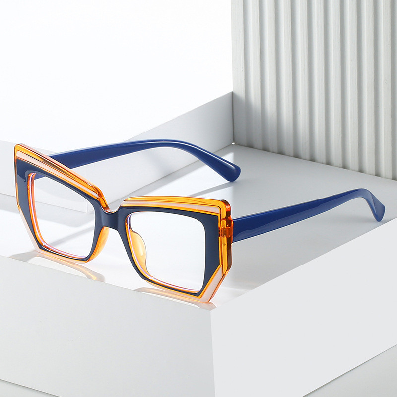 Populaarsed ebakorrapärased kassisilmade prillid, naiste luksuslikud disainerid, värvilised prillid, läbipaistvad anti-sinised heledad prillid, optilised naiste raam