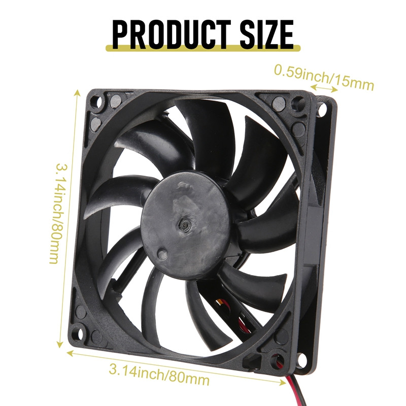 12V 3 pinski ventilator hladnjaka hladnjaka hladnjaka ventilatora hladnjaka za PC 80X80x15mm