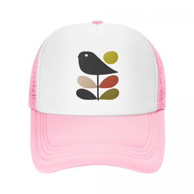 Individualizuota „Orla Kiely“ stiebo ir paukščių beisbolo kepurė vyrams, moterims reguliuojama skandinaviško stiliaus „Trucker Hat“ gatvės apranga