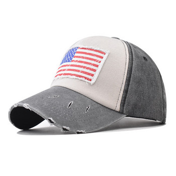 Бейзболна шапка Шапка за слънце Бейзболна шапка в ретро стил Съответстващ цвят на американското знаме Лятна бейзболна хип-хоп вталена шапка