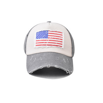 Бейзболна шапка Шапка за слънце Бейзболна шапка в ретро стил Съответстващ цвят на американското знаме Лятна бейзболна хип-хоп вталена шапка
