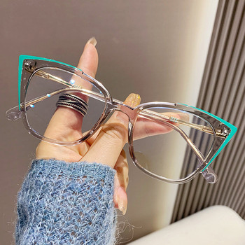 Fashion Transparent Cat Eye Γυναικεία Γυαλιά Σκελετός Μεταλλικά Μοντέρνα TR90 Anti Blue Light Γυαλιά οράσεως Cateye Σκελετός Clear Lens Spectacle