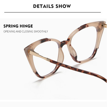 Модни прозрачни дамски рамки за очила с котешко око, модерни метални рамки за очила TR90 против синя светлина, рамка за очила с очила Cateye, прозрачни лещи, очила