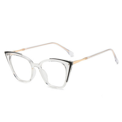 Mood läbipaistev kassisilm naiste prilliraamid metallist trendikas TR90 sinise valguse vastane kassisilm prilliraam läbipaistev prill