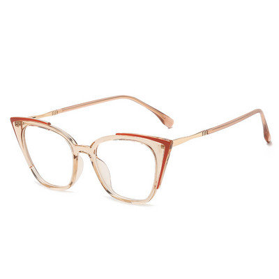 Mood läbipaistev kassisilm naiste prilliraamid metallist trendikas TR90 sinise valguse vastane kassisilm prilliraam läbipaistev prill