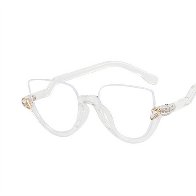Fashion Half Frame 2023 New Cat Eye Anti Blue Light Γυαλιά Γυαλιά Οράσεως Γυναικείες Σκελετοί Diamond Retro Flat Lens Glasses