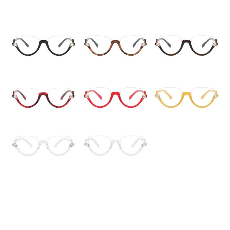 Fashion Half Frame 2023 New Cat Eye Anti Blue Light Γυαλιά Γυαλιά Οράσεως Γυναικείες Σκελετοί Diamond Retro Flat Lens Glasses