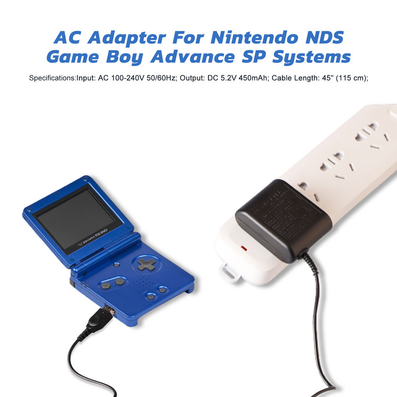 Adaptor AC pentru sistemele Nintendo DS și GameBoy Advance SP Încărcător de alimentare, cablu de încărcare de perete de călătorie 5,2 V 450 mA pentru GBA SP