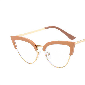 2023 Очила против синя светлина Дамски метални тенденции Котешко око Половина рамка Рамки за очила за женски очи Стъклени рамки Продажба на едро
