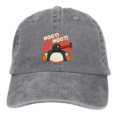 Grynos spalvos tėčio kepurės Vintažinės retro spalvos moteriškos kepuraitės nuo saulės beisbolo kepuraitės Noot Pingu Pinga Penguin TV su viršūne