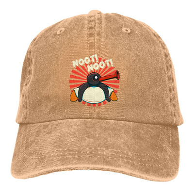 Grynos spalvos tėčio kepurės Vintažinės retro spalvos moteriškos kepuraitės nuo saulės beisbolo kepuraitės Noot Pingu Pinga Penguin TV su viršūne