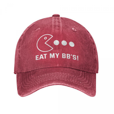 Eat My BB`s beisbolo kepurės Retro Distressed Denim Snapback Hat Unisex Style Treniruotės lauke Reguliuojamas tinkamas kepurės kepuraitė