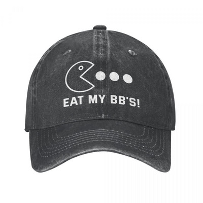 Eat My BB`s beisbolo kepurės Retro Distressed Denim Snapback Hat Unisex Style Treniruotės lauke Reguliuojamas tinkamas kepurės kepuraitė