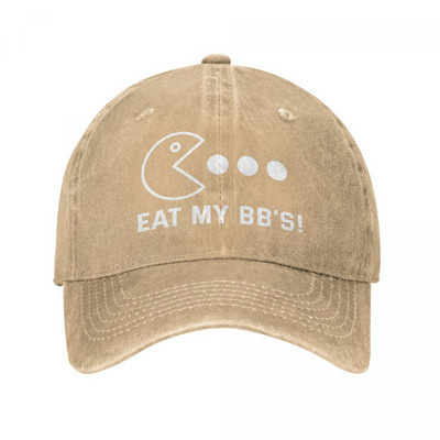 Eat My BB`s beisbolo kepurės Retro Distressed Denim Snapback Hat Unisex Style Treniruotės lauke Reguliuojamas tinkamas kepurės kepuraitė