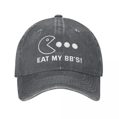 Eat My BB`s beisbolo kepurės Retro Distressed Denim Snapback Hat Unisex Style Treniruotės lauke Reguliuojamas tinkamas kepurės kepuraitė