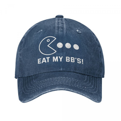 Eat My BB`s beisbolo kepurės Retro Distressed Denim Snapback Hat Unisex Style Treniruotės lauke Reguliuojamas tinkamas kepurės kepuraitė