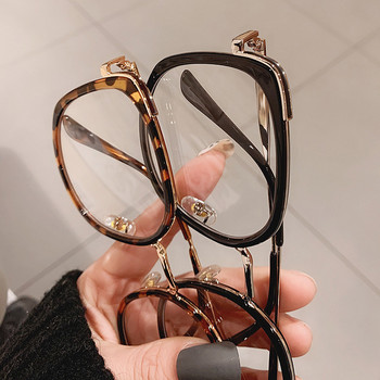 Vintage τετράγωνα γυαλιά Γυναικεία Μεγάλο σκελετό Μόδα Μαύρα γυαλιά Anti Blue Light Γυαλιά καθαρού φακού Retro Leopard Spectacle
