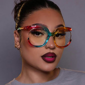 Prevelike četvrtaste dugine anti-plave svjetleće naočale za žene Vintage zeleni okvir za računalne naočale Ženske nijanse Gafas De Sol