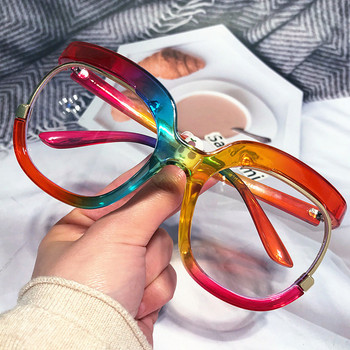 Извънгабаритни квадратни дъгови анти-сини светли очила за жени Ретро зелени рамки за компютърни очила Женски нюанси Gafas De Sol