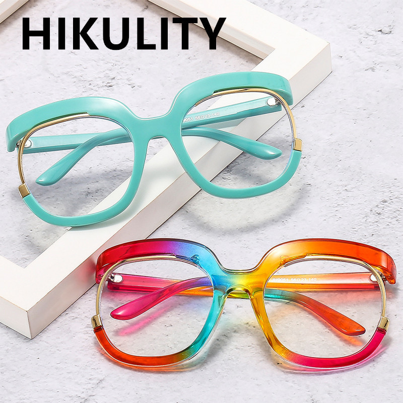 Prevelike četvrtaste dugine anti-plave svjetleće naočale za žene Vintage zeleni okvir za računalne naočale Ženske nijanse Gafas De Sol