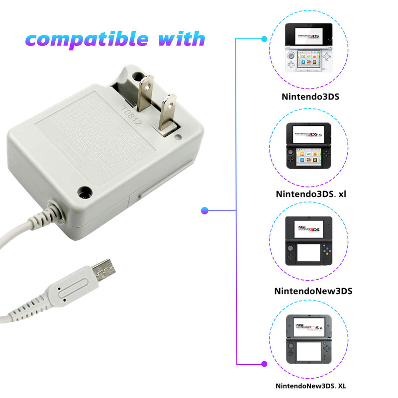 3DS XL töltő, AC adapter töltő Nintendo 3DS/3DS XL/Új 3DS/New3DS XL készülékekhez , Otthoni utazási töltő fali hálózati adapter