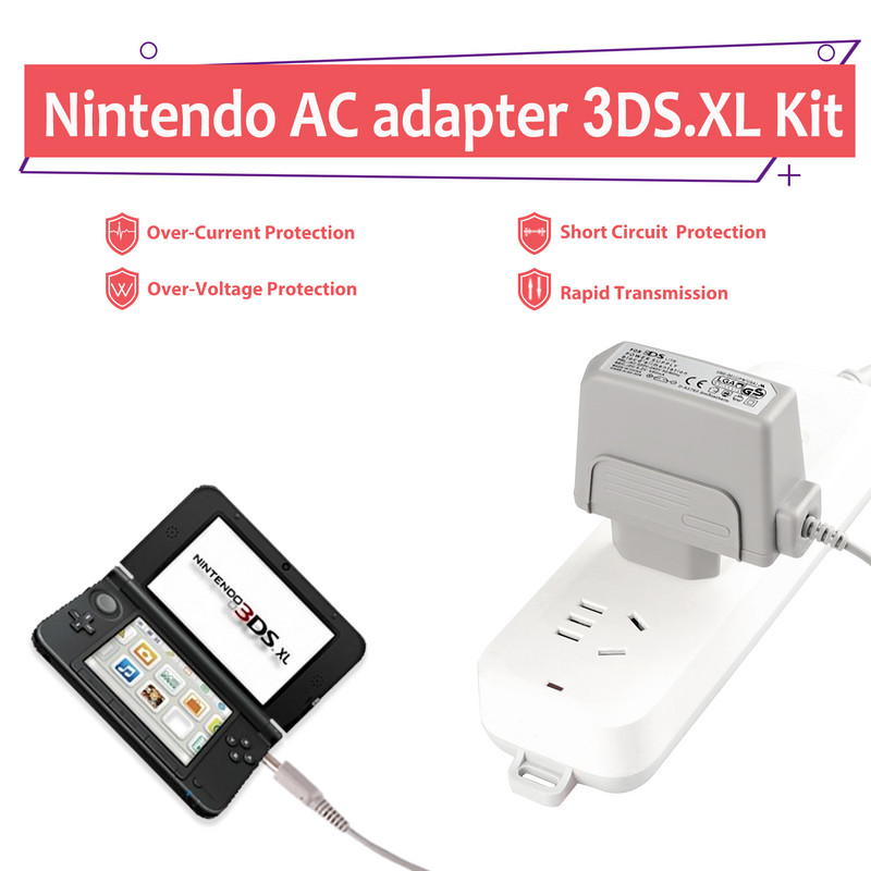 3DS XL töltő, AC adapter töltő Nintendo 3DS/3DS XL/Új 3DS/New3DS XL készülékekhez , Otthoni utazási töltő fali hálózati adapter