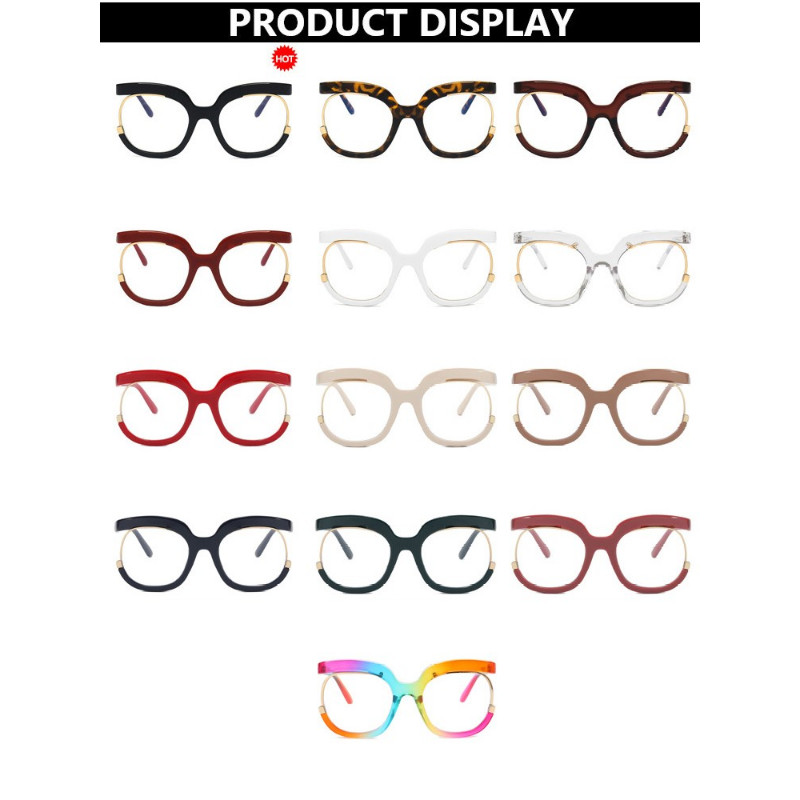 Rainbow Frame Fashion Ρετρό Στρογγυλά Anti Blue Light Γυναικεία Γυαλιά Vintage Oversized Πολύχρωμα Γυαλιά Οράσεως Clear